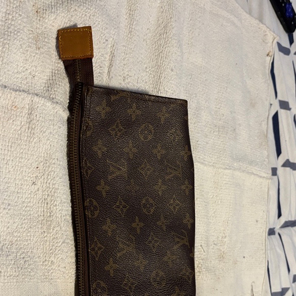 Authentic Louis Vuitton brown poche toilette vintage Monogram Clutch Wristlet - Picture 3 of 14